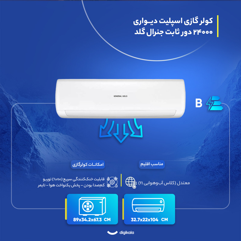کولر گازی اسپلیت دیواری 24000 دور ثابت جنرال گلد مدل GG-MS24000 PLATINUM 7