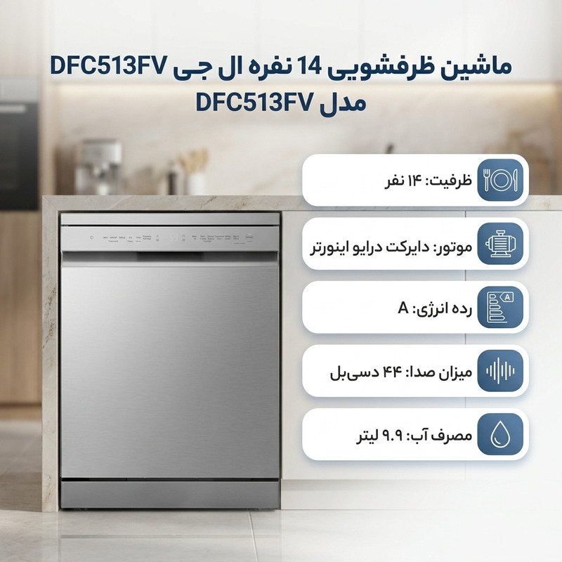 ماشین ظرفشویی 14 نفره ال جی مدل DFC513FV 3