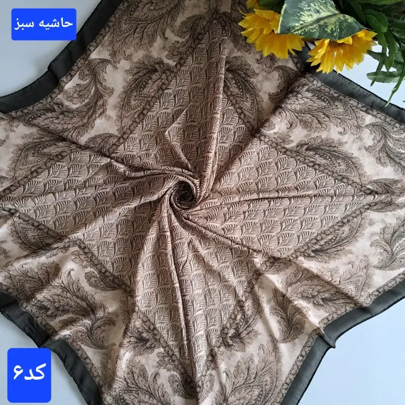 روسری زنانه نخ کشمیر قواره 120 دور دوخته شده 7