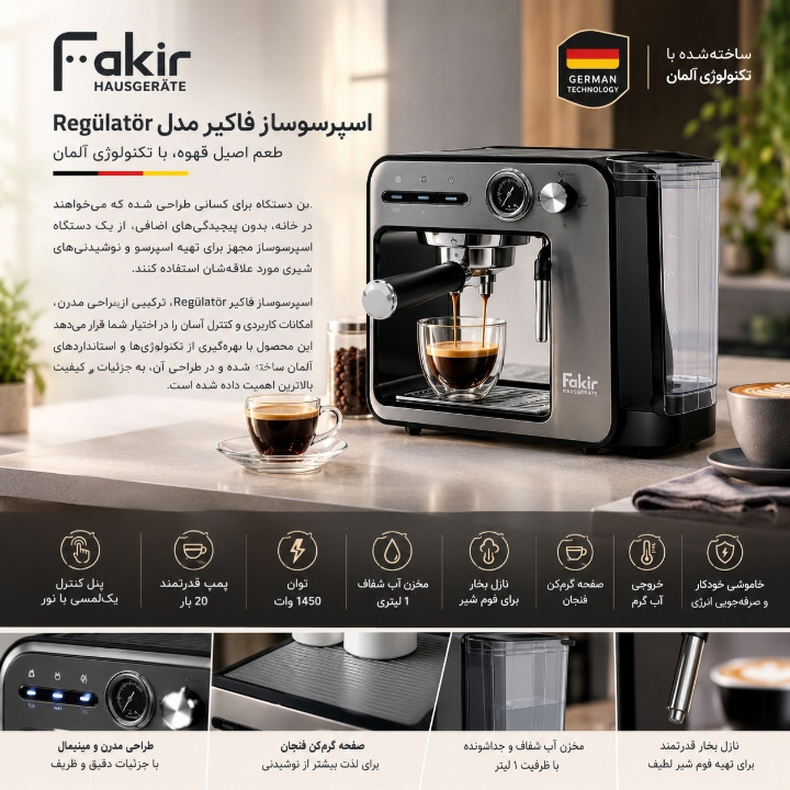 اسپرسو ساز چند کاره 1000 میلی لیتر فکر مدل REGULATOR 5