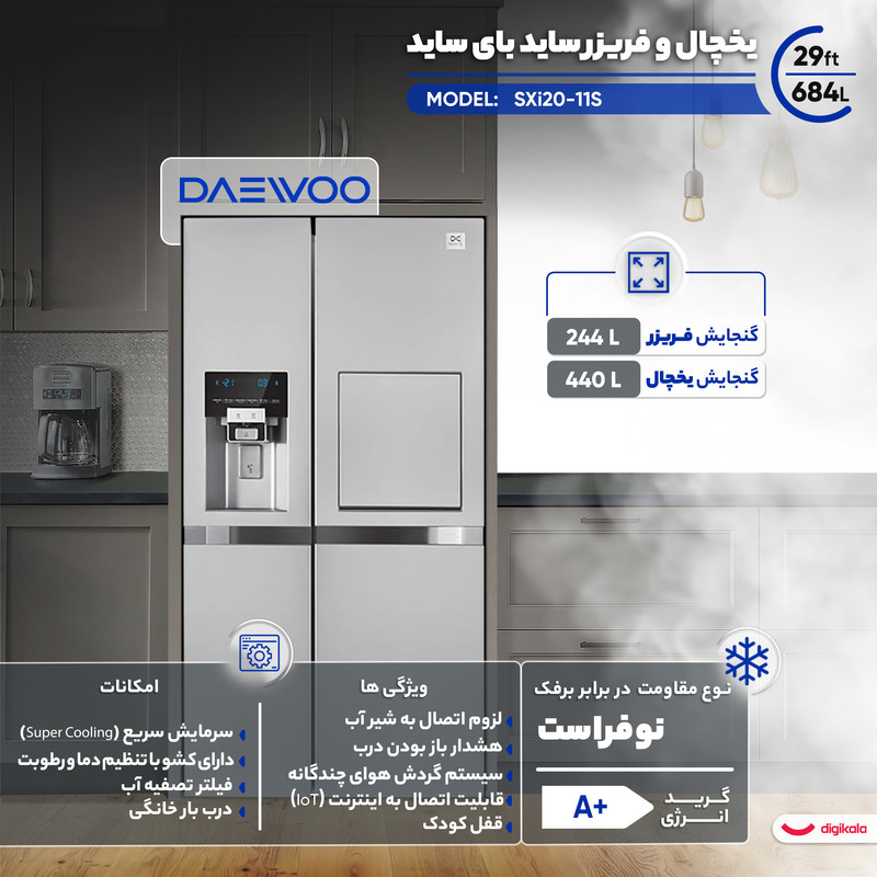 یخچال فریزر ساید بای ساید 29 فوت دوو مدل SXi20-11 6