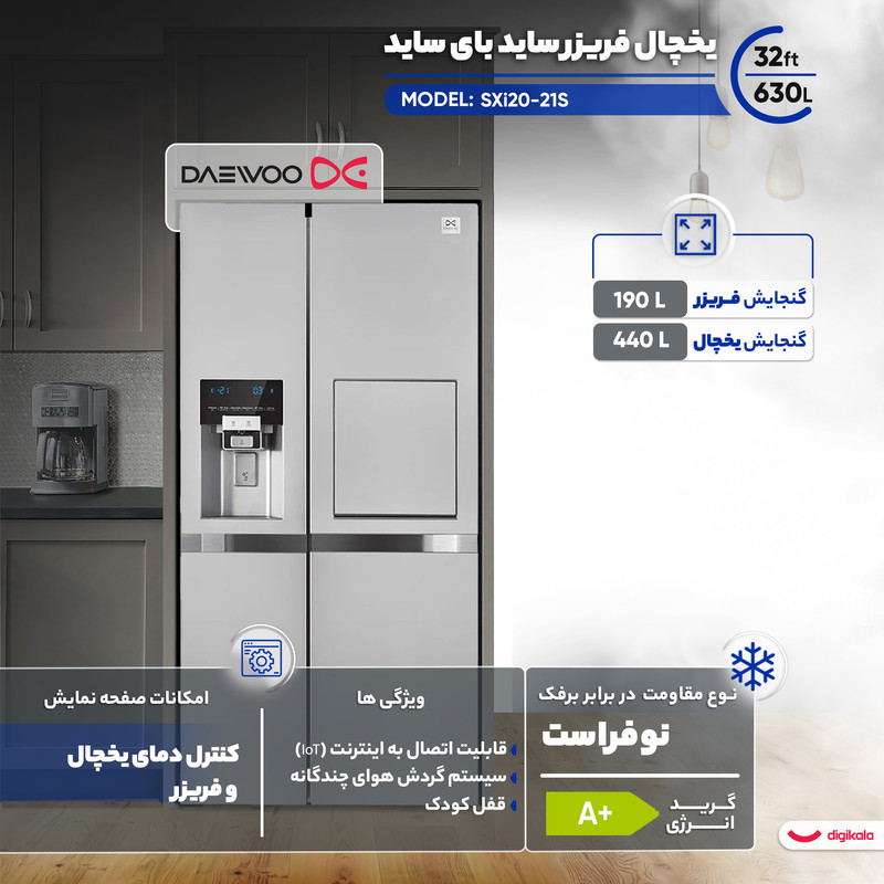 یخچال فریزر ساید بای ساید 32 فوت دوو مدل SXi20-21S 5