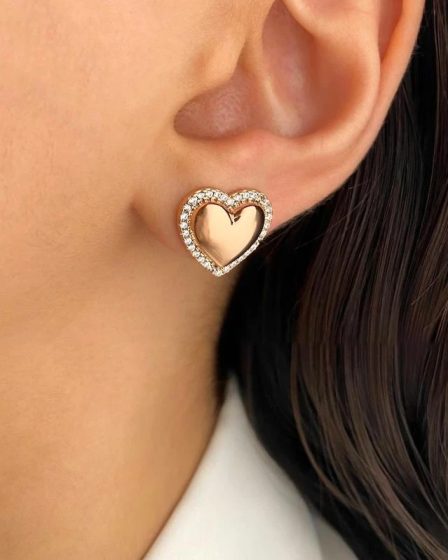 گوشواره میخی قلب و نگین ژوپینگ 3