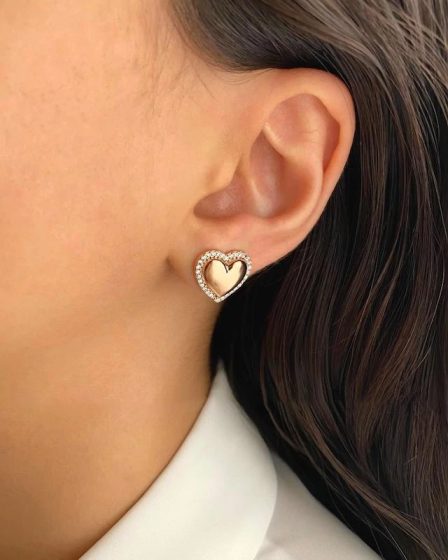 گوشواره میخی قلب و نگین ژوپینگ 4