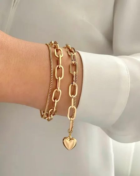 دستبند دو لاین آویز قلب ژوپینگ 3