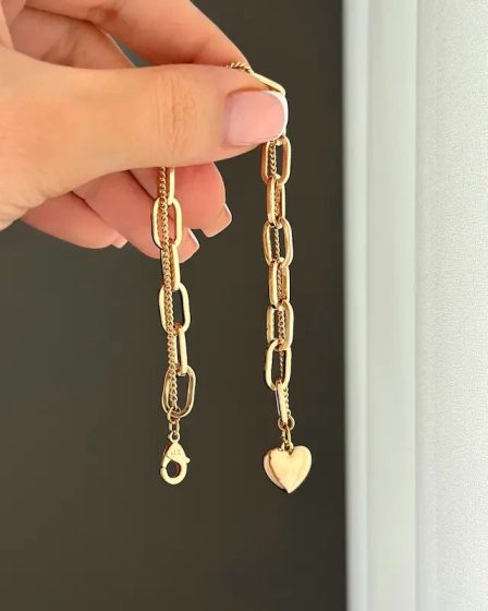 دستبند دو لاین آویز قلب ژوپینگ 5