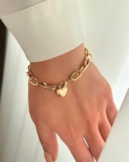 دستبند دو لاین آویز قلب ژوپینگ 6