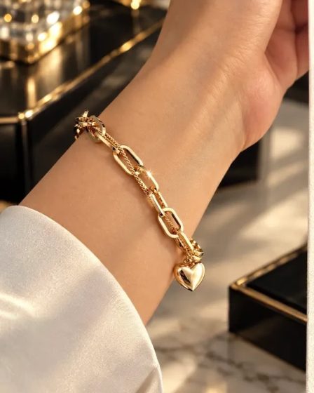 دستبند دو لاین آویز قلب ژوپینگ 7