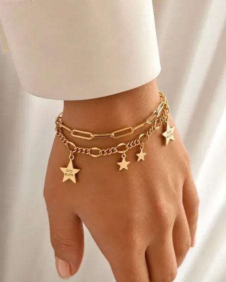 دستبند دو لاین آویز ستاره ژوپینگ 5