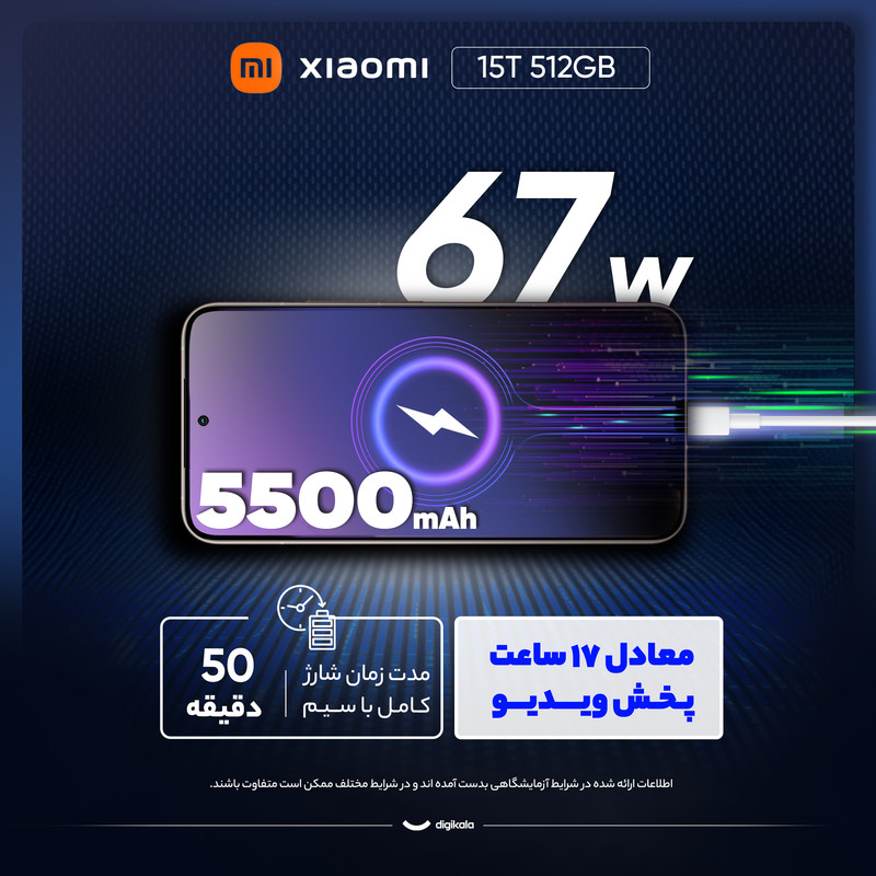 گوشی موبایل شیائومی مدل 15T دو سیم کارت ظرفیت 512 گیگابایت و رم 12 گیگابایت 24