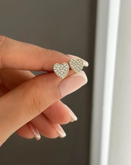 گوشواره میخی قلب نگیندار ژوپینگ 3