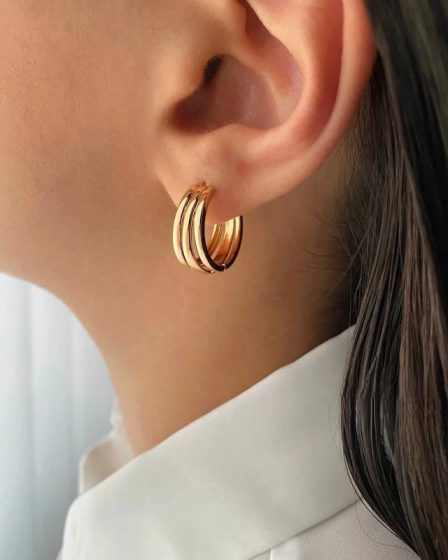 گوشواره حلقه ای سه لاین ژوپینگ 2