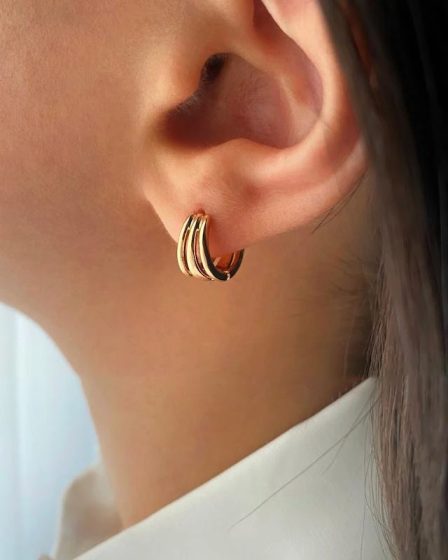 گوشواره حلقه ای سه لاین ژوپینگ 4