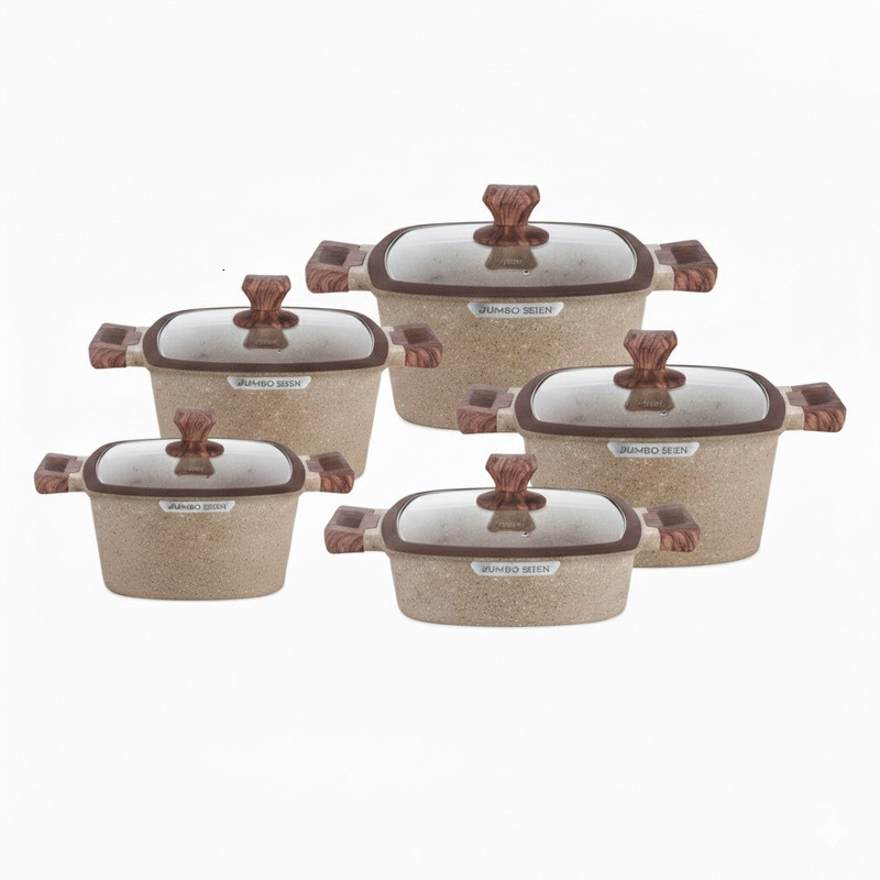 سرویس قابلمه و تابه گرانیتی 10 پارچه بازرگانی زیو مدل ZCS-8300/5S32 JUMBO SERIES 3