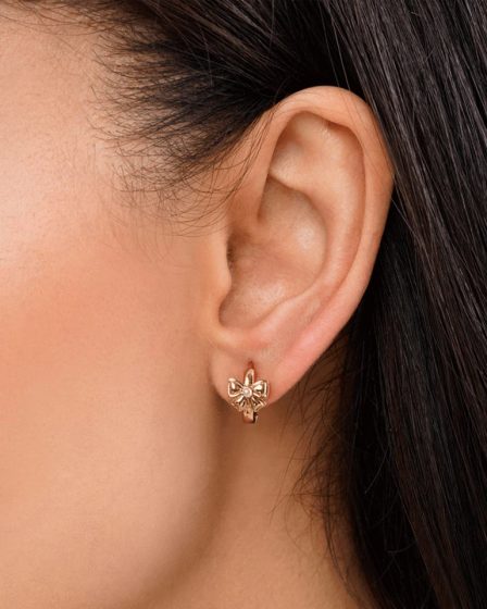 گوشواره حلقه ای پاپیون و مروارید ژوپینگ 2