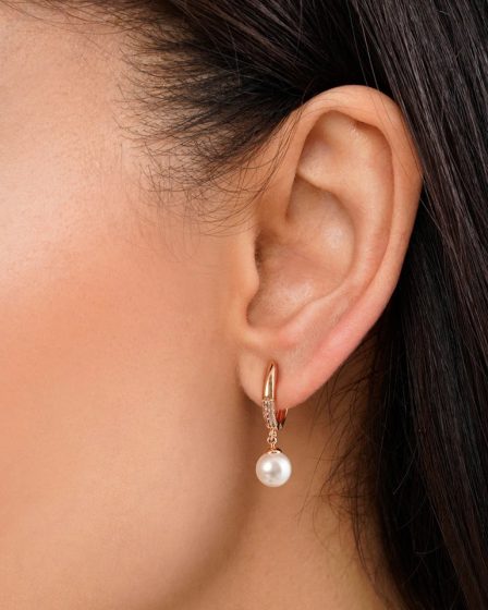 گوشواره حلقه ای نگین و مروارید ژوپینگ 2