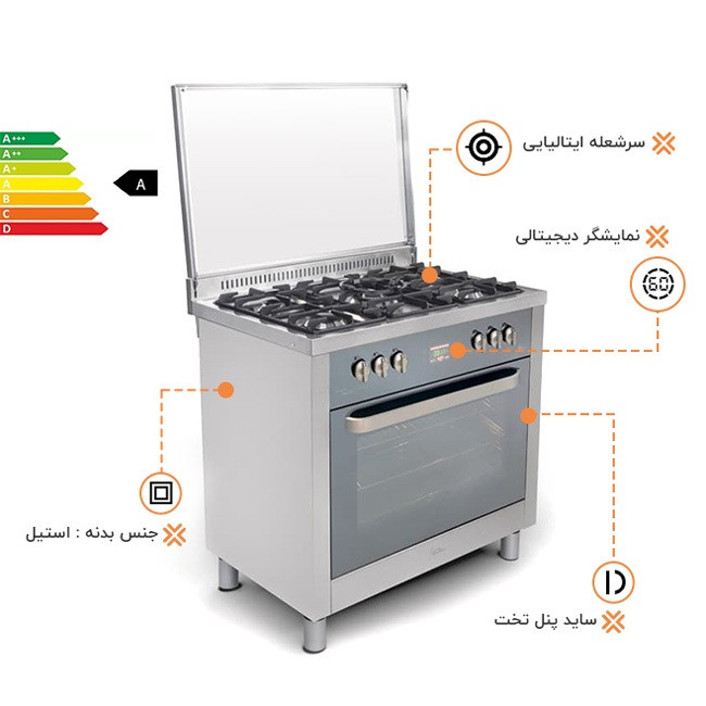 اجاق گاز فر دار پنج شعله اخوان مدل M14-EDTR 3