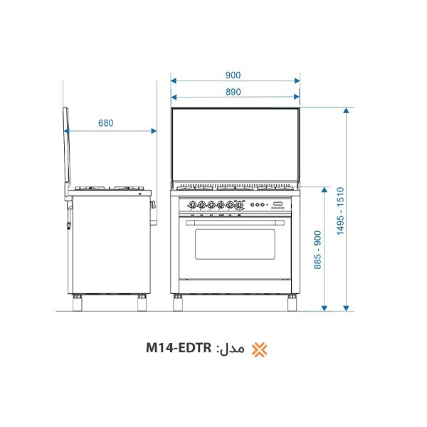 اجاق گاز فر دار پنج شعله اخوان مدل M14-EDTR 4