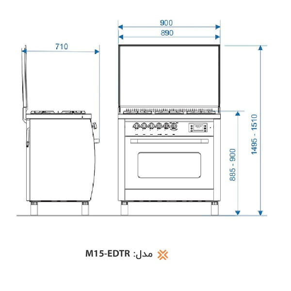 اجاق گاز 5 شعله اخوان مدل M15-EDTR 5