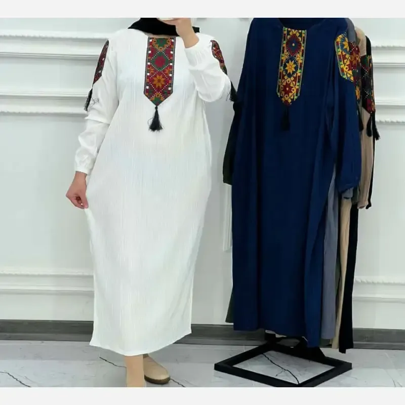 پیراهن زنانه کراش کتیبه ای فری سایز مناسب تا سایز 50 2