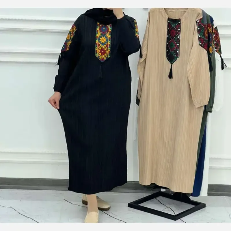 پیراهن زنانه کراش کتیبه ای فری سایز مناسب تا سایز 50 3