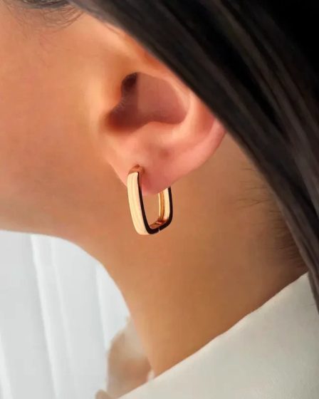 گوشواره آینه ای مربع بزرگ ژوپینگ 3