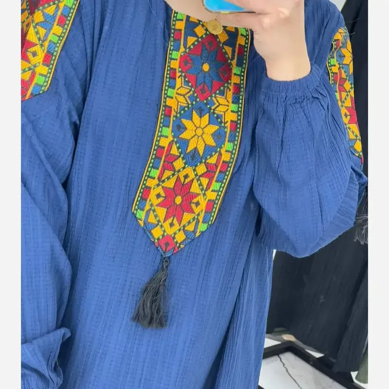 پیراهن زنانه کراش کتیبه ای فری سایز مناسب تا سایز 50 4