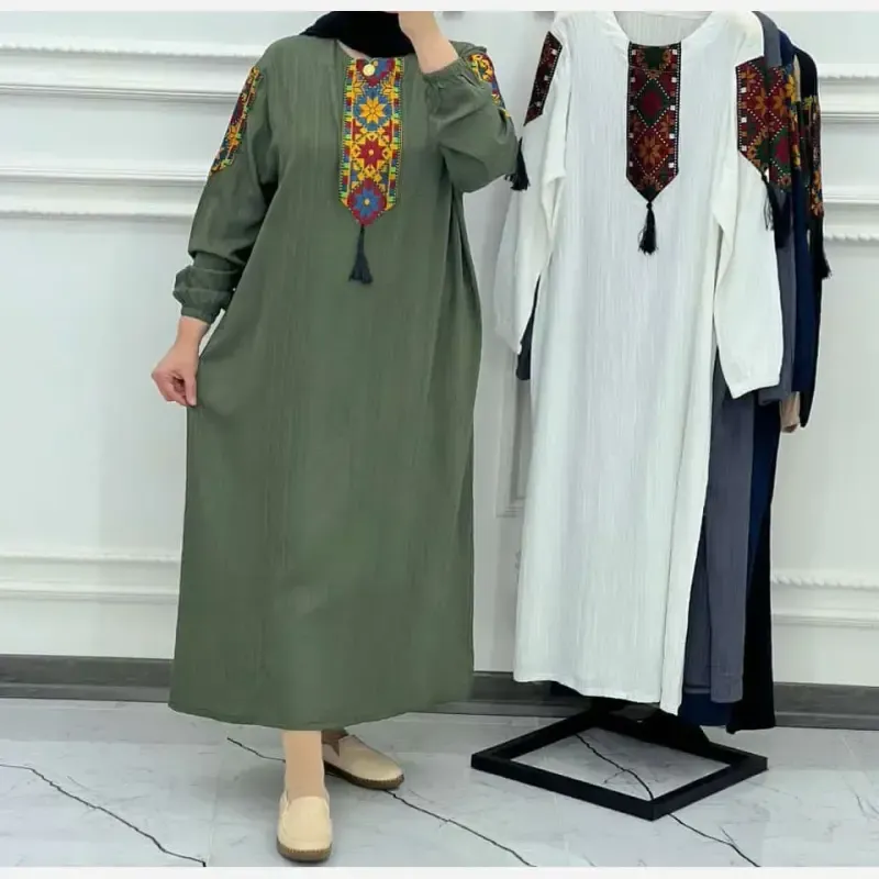پیراهن زنانه کراش کتیبه ای فری سایز مناسب تا سایز 50 5