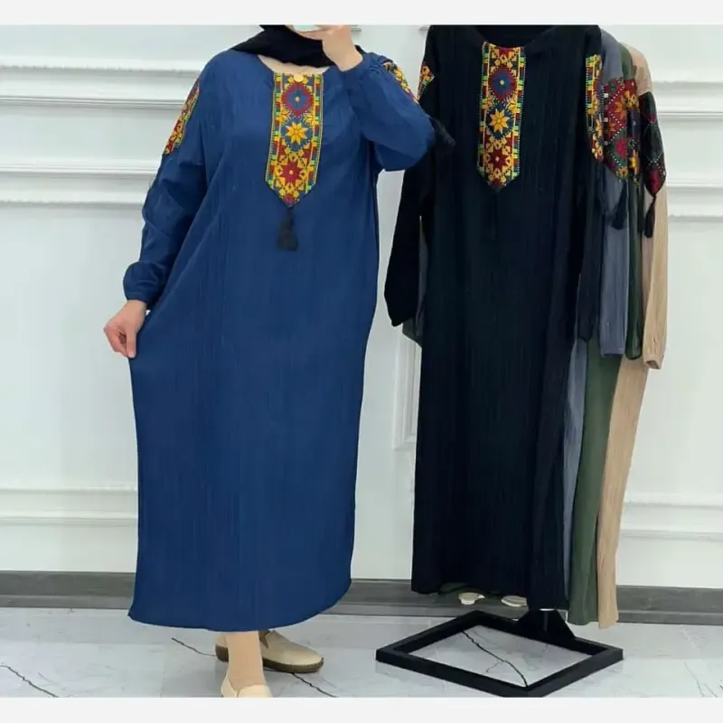 پیراهن زنانه کراش کتیبه ای فری سایز مناسب تا سایز 50 7