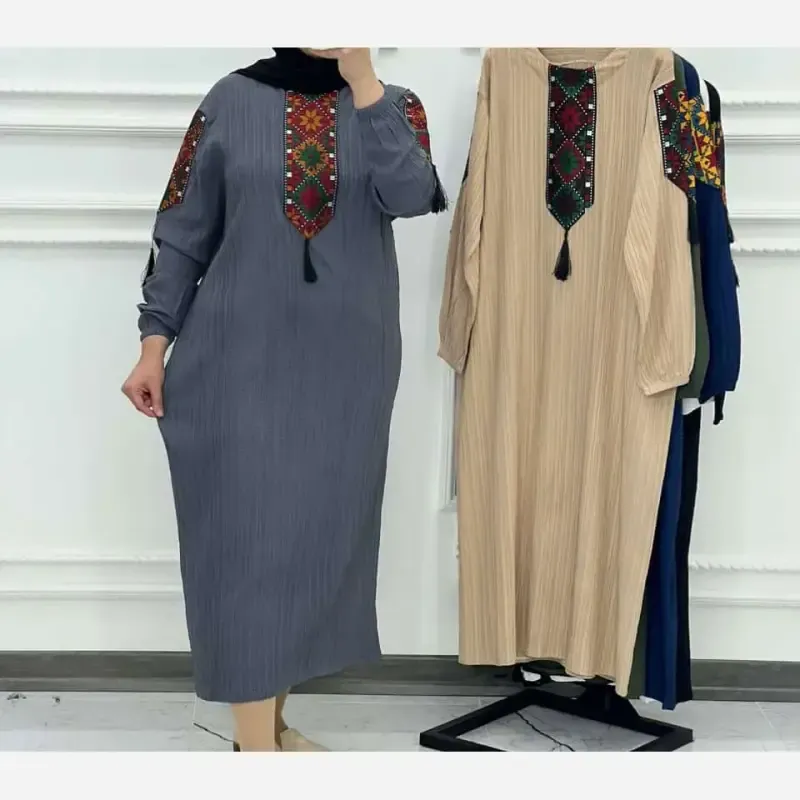 پیراهن زنانه کراش کتیبه ای فری سایز مناسب تا سایز 50 8