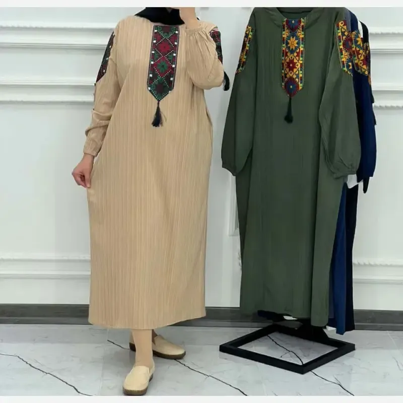 پیراهن زنانه کراش کتیبه ای فری سایز مناسب تا سایز 50 10