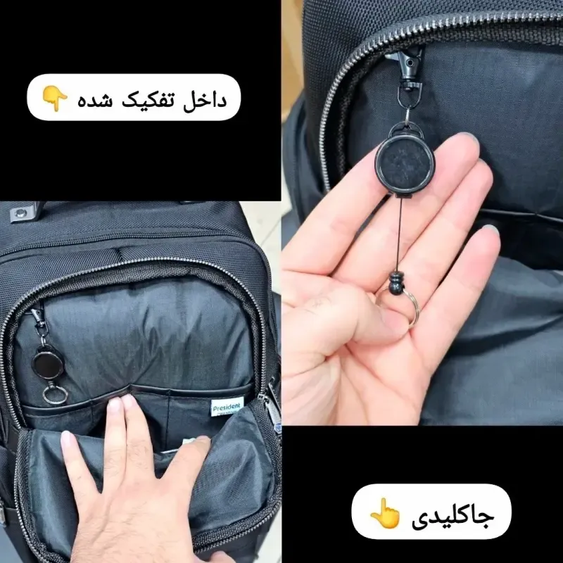 کوله پشتی وارداتی پرزیدنت ضد آب لپ تاپ دار سه خانه 6