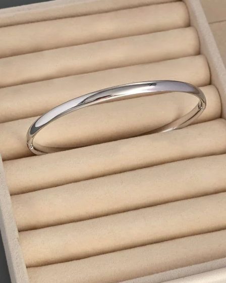 دستبند النگویی آینه ای سیلور ژوپینگ 2