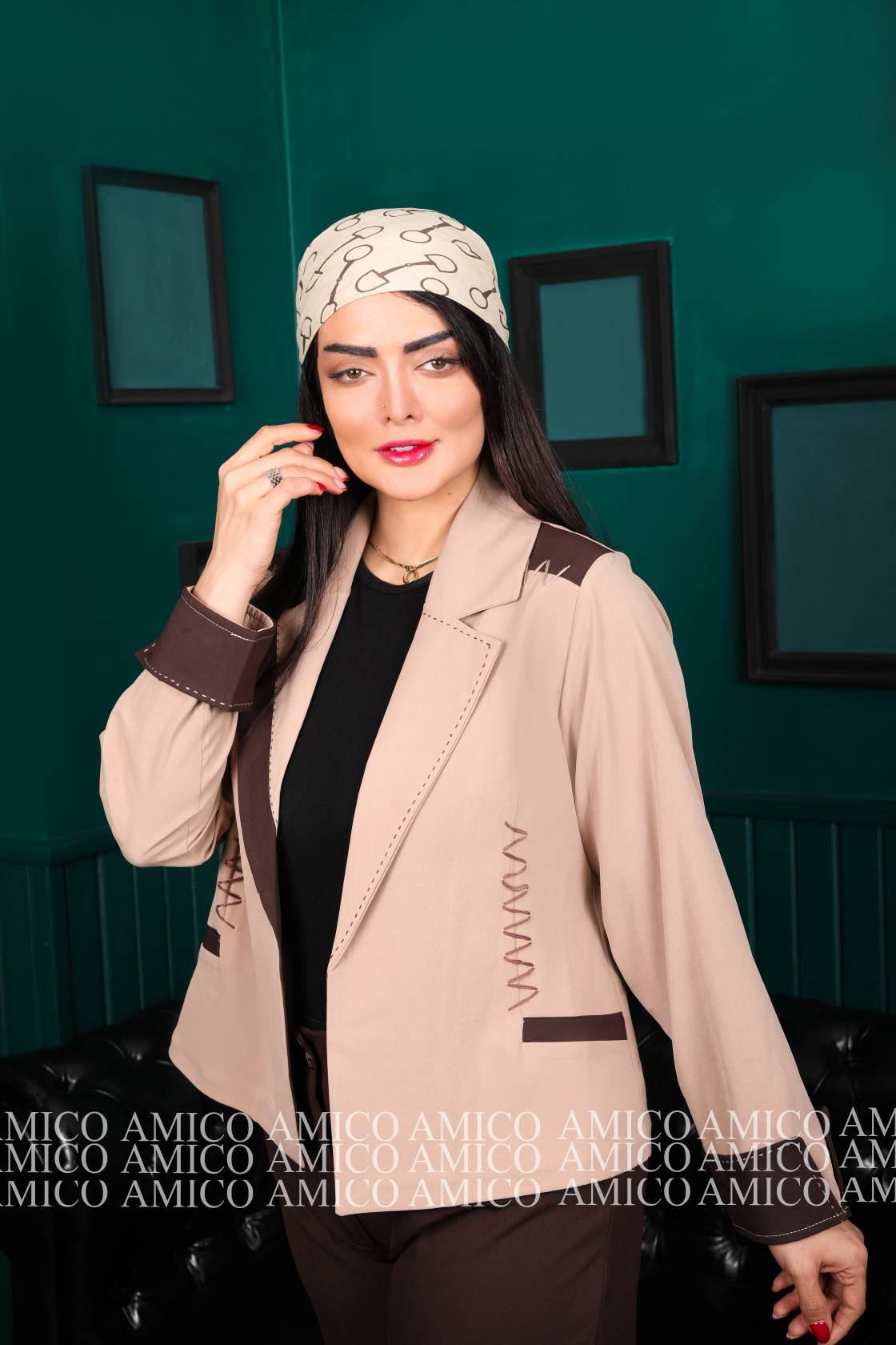کراپ کت پارچه کتان سیلک دمسه دوزی 2