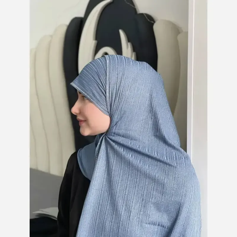 شال کشی کویتی نگین دار کریشه تریکو کش نوک مدادی ابعاد 75 در 200 سانتیمتر 3