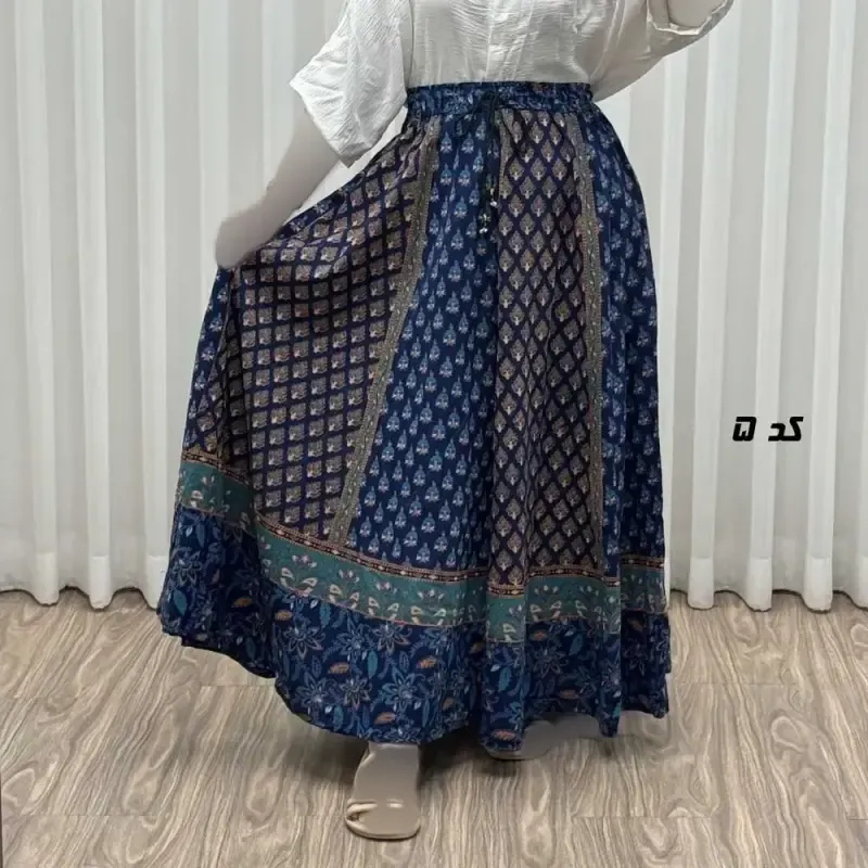 دامن زنانه لنگی کتان فری سایز مناسب تا سایز 52 3