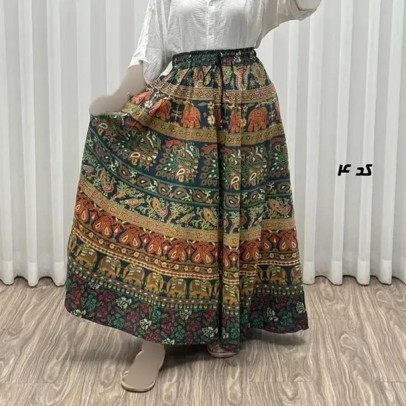 دامن زنانه لنگی کتان فری سایز مناسب تا سایز 52 4