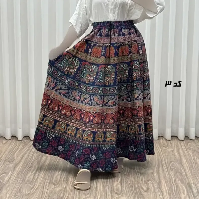 دامن زنانه لنگی کتان فری سایز مناسب تا سایز 52 5