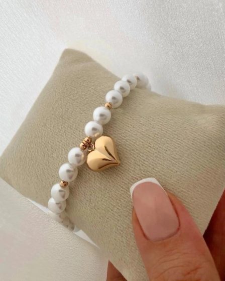 دستبند مرواریدی آویز قلب ژوپینگ 2
