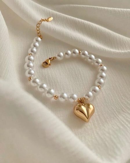 دستبند مرواریدی آویز قلب ژوپینگ 4