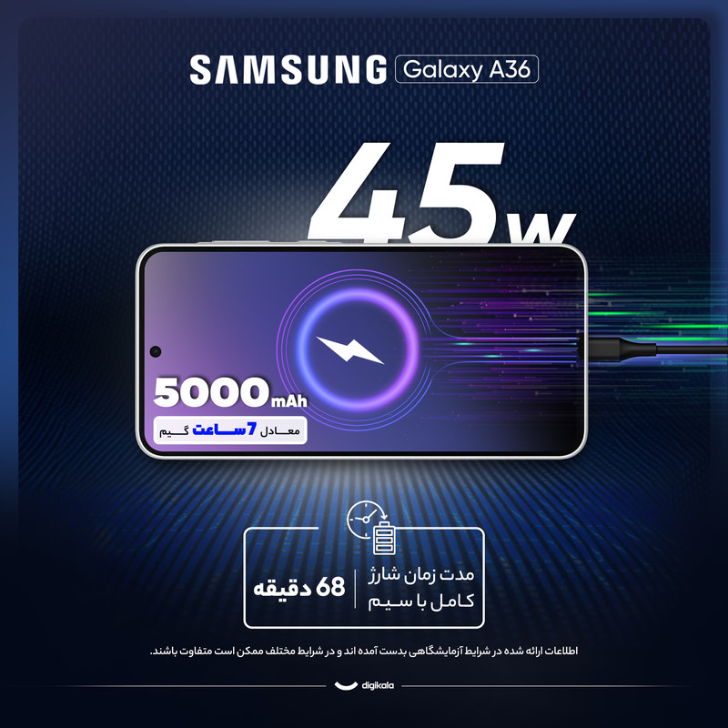 گوشی موبایل سامسونگ مدل Galaxy A36 دو سیم کارت ظرفیت 256 گیگابایت و رم 8 گیگابایت - ویتنام 7e5f 13
