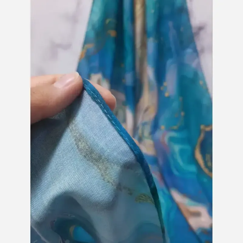 روسری نخ کاستوم طرح اطلس قواره بزرگ دور دوخت مزونی ابعاد 140 در 140 2