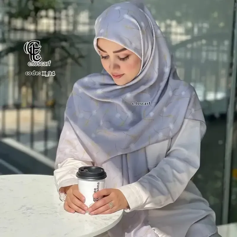 روسری نخ کاستوم قواره دار 140 طرح تارا دور چرخ دوز 2