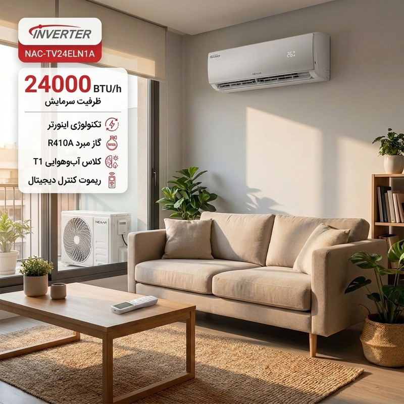 کولر گازی اسپلیت دیواری 24000 اینورتر نکسار مدل NAC-TV24ELN1A 2